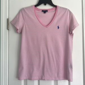 Ralph Lauren Pink and White Stripe Shirt Size L